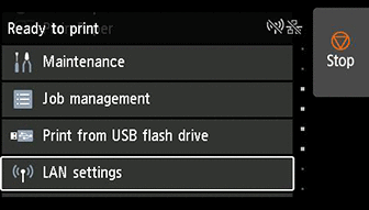 Pantalla INICIO: Seleccione Configuración de LAN