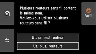 Écran Sélectionner un routeur sans fil&nbsp;: sélectionnez Ut. plus. routeurs