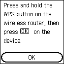 WPS-skærmbilledet (trykknapmetode): Vælg OK