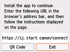 Pantalla de la URL de descarga de la aplicación