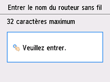 Écran Entrer le nom du routeur sans fil