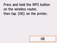 Экран «WPS (способ нажатия кнопки)»: выберите «ОК»