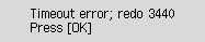 Error screen: Timeout error