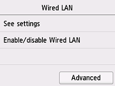 Skærmbilledet kabel-LAN