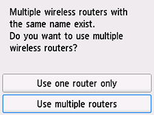 Skærmbilledet Vælg trådløs router: Vælg Brug flere routere