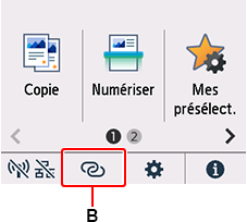 Écran ACCUEIL&nbsp;: sélectionnez Connexion sans fil