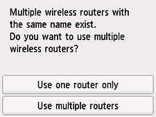 Schermata Selezione del router wireless: Esistono più router wireless con lo stesso nome.