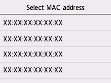 Экран Выбор MAC-адреса