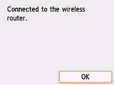 Completion screen (Connected to the wireless router.)