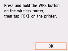 WPS (Push button method) screen: Select OK