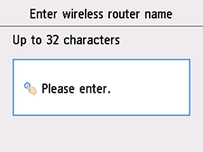 Skærmen Indtast navn på trådløs router