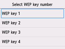 [選擇WEP金鑰號碼]螢幕