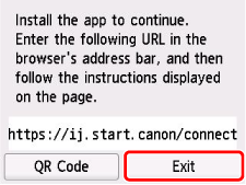 URL-Bildschirm zum Herunterladen der App: Möchten Sie jetzt einen Computer oder ein Smartphone mit dem Drucker verbinden?