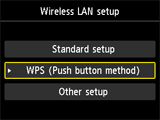 Bildschirm WLAN-Einrichtung: WPS auswählen (Tastendrückmethode)