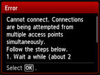 Pantalla de error: No es posible establecer la conexión. Se está intentando establecer la conexión desde varios puntos de acceso a la vez.