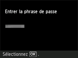 Ecran de confirmation de la phrase de passe