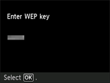 WEP key confirmation screen