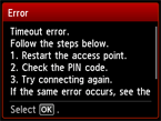 Error screen: Timeout error.