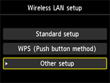 Scherm Inst. draadloos LAN: Selecteer Andere instelling