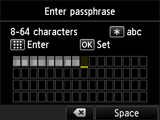 Passphrase entry screen