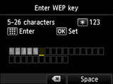 WEP key entry screen