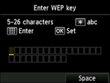 Pantalla de introducción de clave WEP