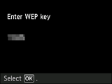 Pantalla de confirmación de clave WEP