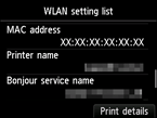 Pantalla Lista configuración LAN inalámbrica