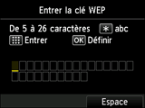 Ecran de saisie de la clé WEP
