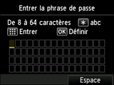 Ecran de saisie de la phrase de passe
