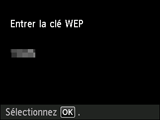 Ecran de confirmation de la clé WEP