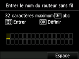 Écran de saisie du nom du routeur sans fil