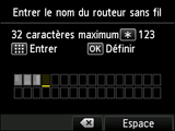 Écran de saisie du nom du routeur sans fil