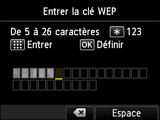 Ecran de saisie de la clé WEP