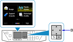 Écran ACCUEIL : Sélection des Paramètres réseau