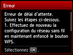 Ecran d'erreur : Erreur de délai d'attente.
