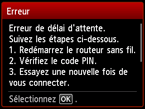 Ecran d'erreur : Erreur de délai d'attente.