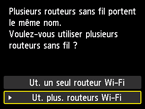 Écran de sélection du routeur sans fil : Sélectionnez Ut. plus. routeurs Wi-Fi