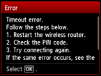Error screen: Timeout error.