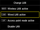 Bildschirm LAN umschalten: LAN aktiv auswählen