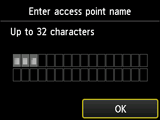 Access point name confirmation screen