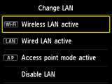Change LAN screen