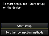 Push button method screen: To start setup, tap Start setup on the device