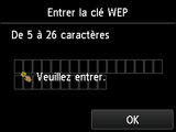 Ecran de saisie de la clé WEP