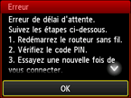 Ecran d'erreur : Erreur de délai d'attente.