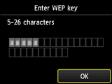 WEP key confirmation screen