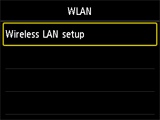 Schermata WLAN: Selezionare Impostazione LAN wireless