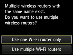 Pantalla de selección de router inalámbrico: Seleccionar Usar solo un router Wi-Fi