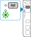 figura: Premere più volte il pulsante Wireless fino a quando la spia Diretta non si accende