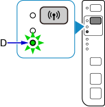 figura: Pressione repetidamente o botão Sem fio até que o indicador luminoso Direta acenda